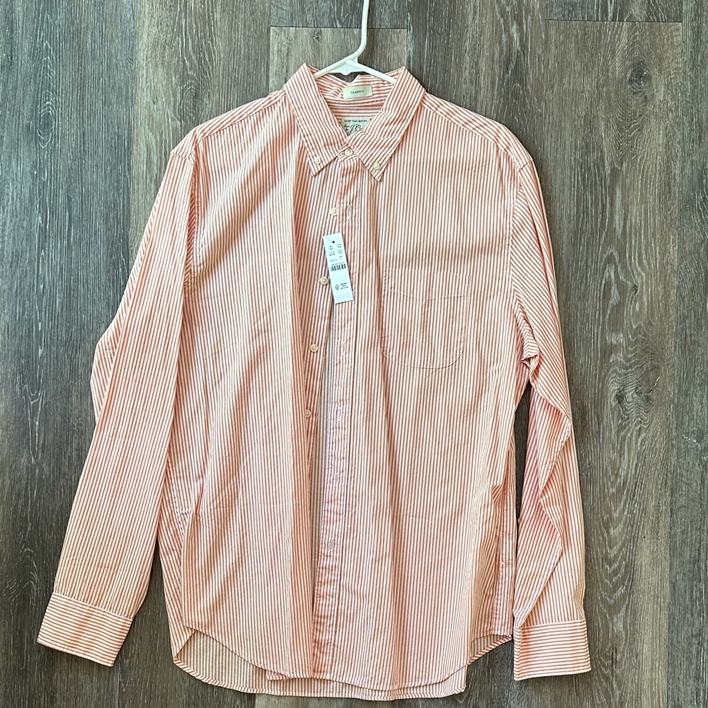 J. Crew Men's Orange Striped Button Down Shirt